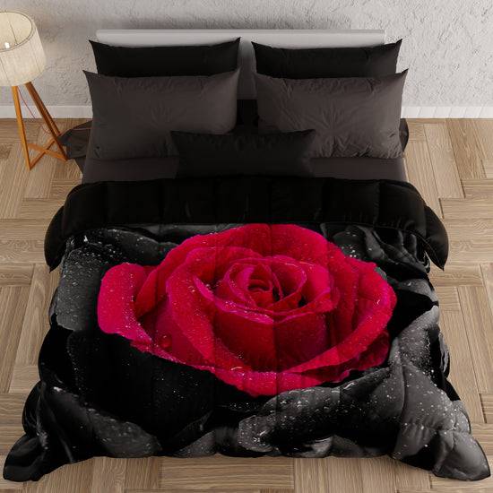 PETTI Piumone, Trapunta Matrimoniale, Singola, Piazza e Mezza, Black Roses Prezzo di fabbrica