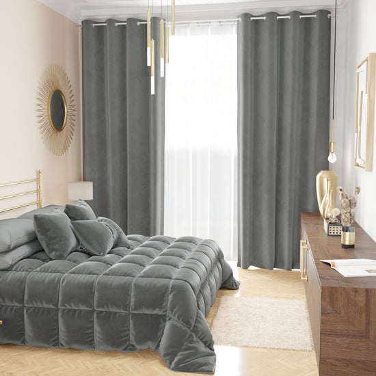 PETTI Trapunta, Trapunta Invernale Double Face in Morbido e Caldo Velluto Grigio Scuro Promozione temporanea