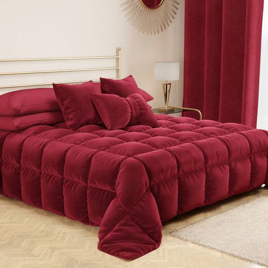 PETTI Trapunta, Trapunta Invernale Double Face in Morbido e Caldo Velluto Bordeaux Fino al 60% di sconto