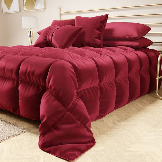 PETTI Trapunta, Trapunta Invernale Double Face in Morbido e Caldo Velluto Bordeaux Fino al 60% di sconto