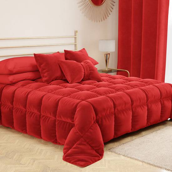 PETTI Trapunta, Trapunta Invernale Double Face in Morbido e Caldo Velluto Rosso Only for today