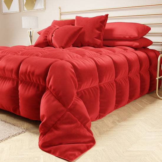 PETTI Trapunta, Trapunta Invernale Double Face in Morbido e Caldo Velluto Rosso Only for today