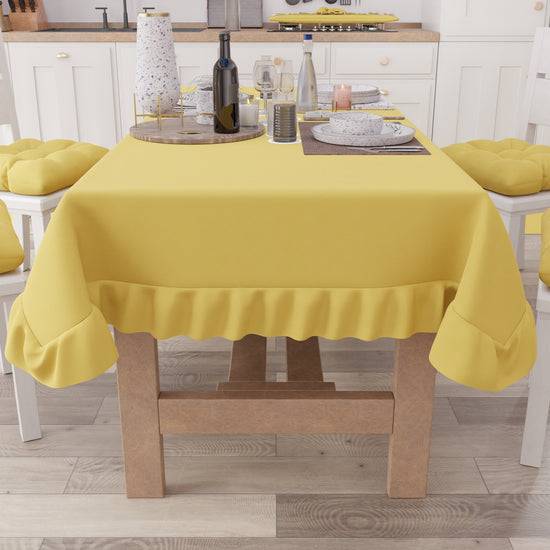 PETTI Tovaglia da Tavola, Tovaglia con Volant, Copritavolo con Volant, Giallo Super sconto