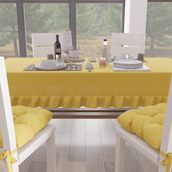 PETTI Tovaglia da Tavola, Tovaglia con Volant, Copritavolo con Volant, Giallo Super sconto