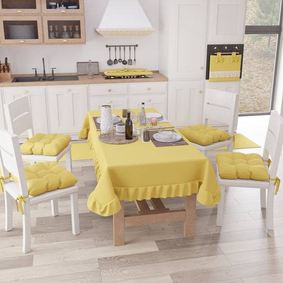 PETTI Tovaglia da Tavola, Tovaglia con Volant, Copritavolo con Volant, Giallo Super sconto
