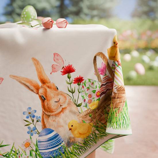 PETTI Tovaglia Pasquale da Tavola Antimacchia, Copritavolo Pasqua da Cucina Bunny In Linea