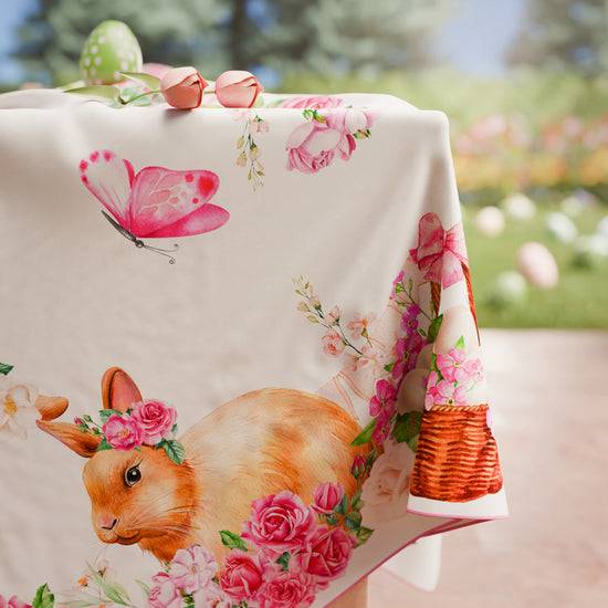 PETTI Tovaglia Pasquale da Tavola Antimacchia, Copritavolo Pasqua da Cucina Pink Bunny Nuovo