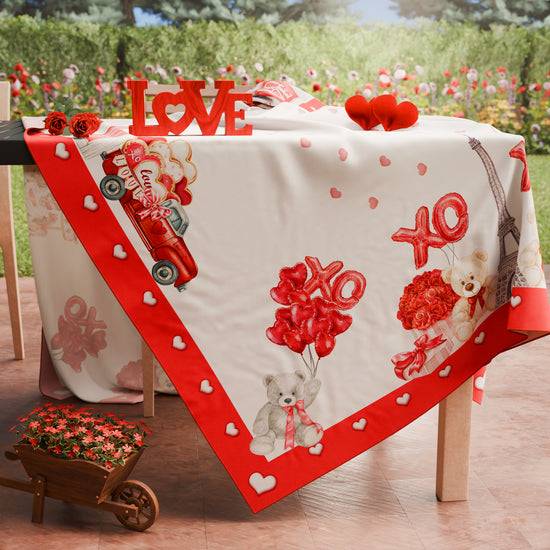 PETTI Tovaglia di San Valentino da tavola Antimacchia, Copritavolo per San Valentino da Cucina Amour Promozione