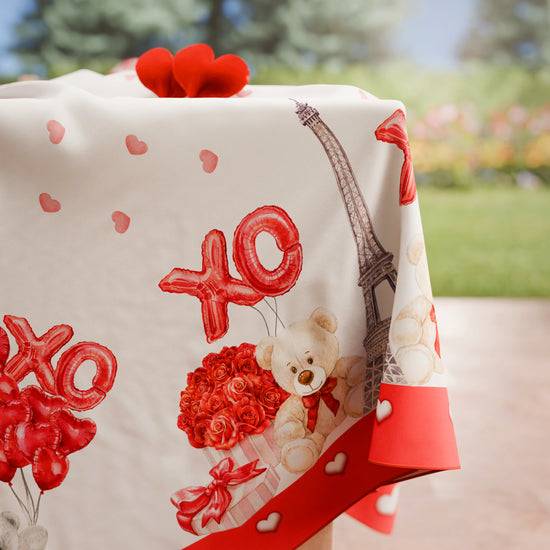 PETTI Tovaglia di San Valentino da tavola Antimacchia, Copritavolo per San Valentino da Cucina Amour Promozione