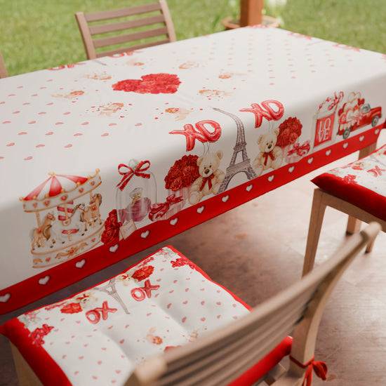 PETTI Tovaglia di San Valentino da tavola Antimacchia, Copritavolo per San Valentino da Cucina Amour Promozione