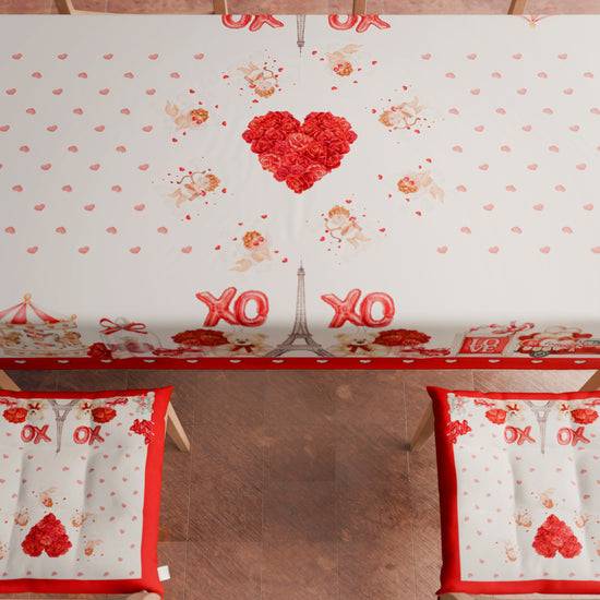 PETTI Tovaglia di San Valentino da tavola Antimacchia, Copritavolo per San Valentino da Cucina Amour Promozione