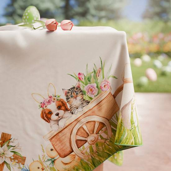 PETTI Tovaglia Pasquale da Tavola Antimacchia, Copritavolo Pasqua da Cucina Rabbit Spedizione Gratuita