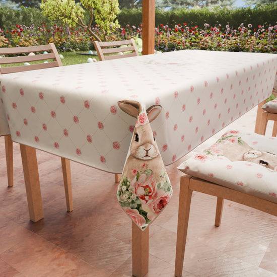 PETTI Tovaglia Pasquale da Tavola Antimacchia, Copritavolo Pasqua da Cucina Pink Rabbit