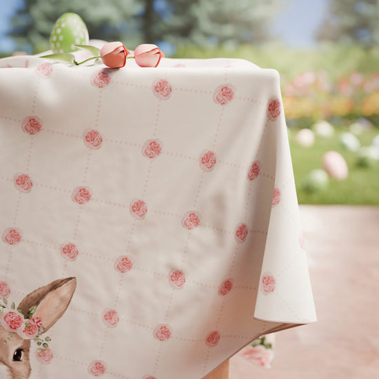PETTI Tovaglia Pasquale da Tavola Antimacchia, Copritavolo Pasqua da Cucina Pink Rabbit Pezzi Unici