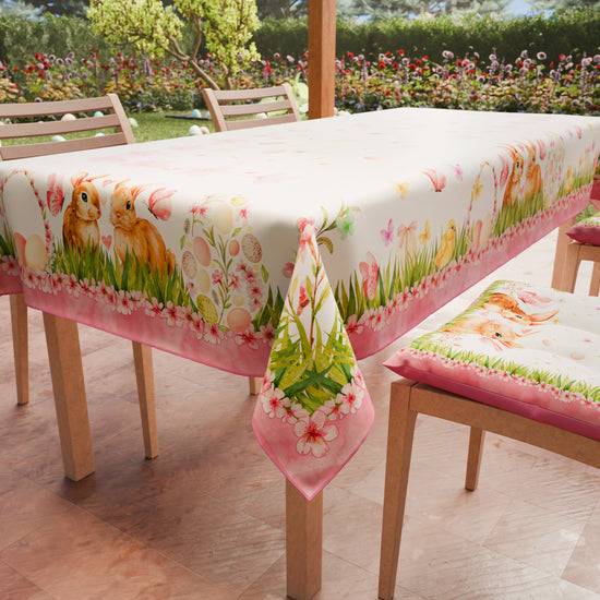 PETTI Tovaglia Pasquale da Tavola Antimacchia, Copritavolo Pasqua da Cucina Flora