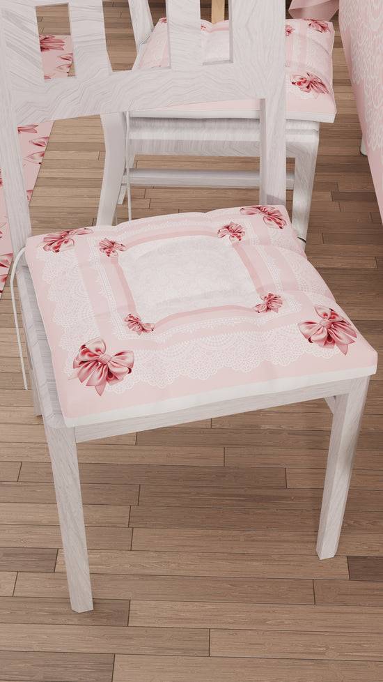 PETTI Cuscini per Sedie Coprisedia 6 Pezzi Fiocco Rosa Presa