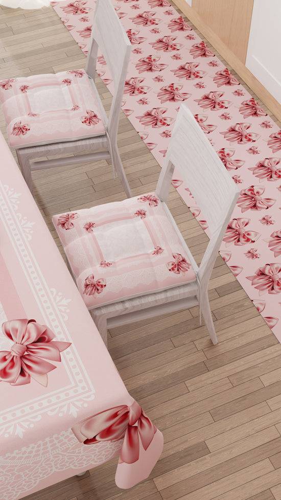 PETTI Cuscini per Sedie Coprisedia 6 Pezzi Fiocco Rosa Presa