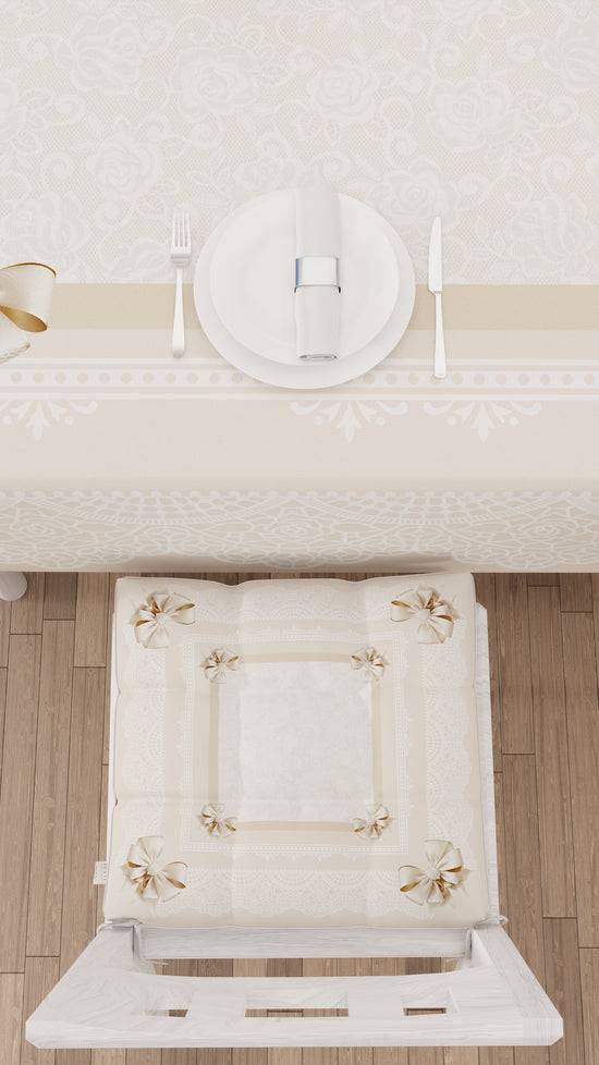 PETTI Cuscini per Sedie Coprisedia 6 Pezzi Fiocco Beige Sconto
