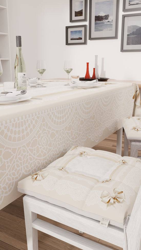 PETTI Cuscini per Sedie Coprisedia 6 Pezzi Fiocco Beige Sconto