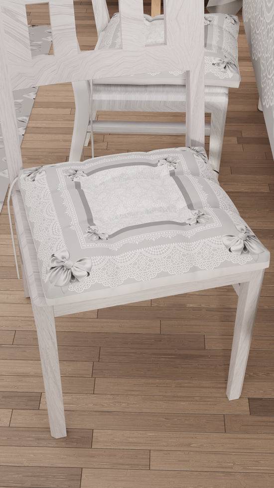 PETTI Cuscini per Sedie Coprisedia 6 Pezzi Fiocco Grigio Offerta