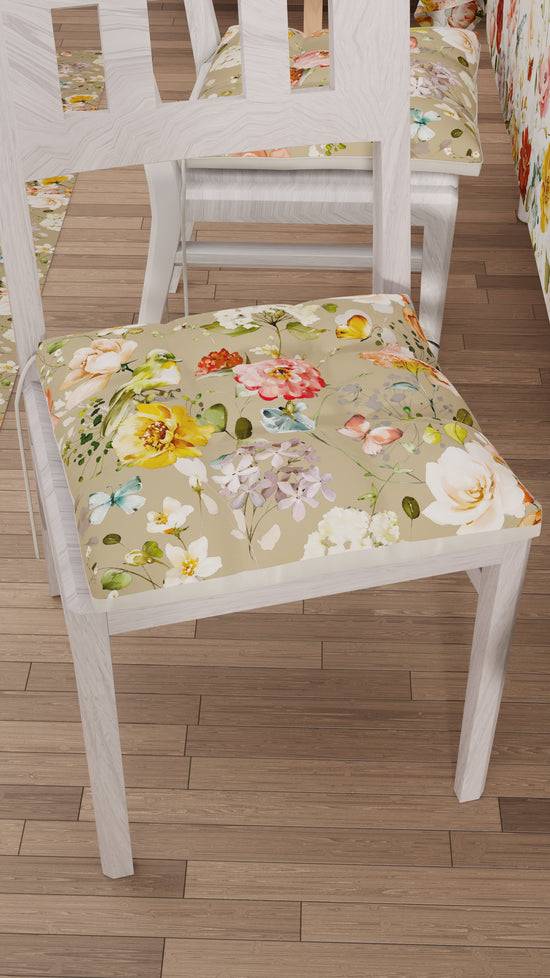 PETTI Cuscini per Sedie Coprisedia 6 Pezzi Floreale-06 Beige In Saldo