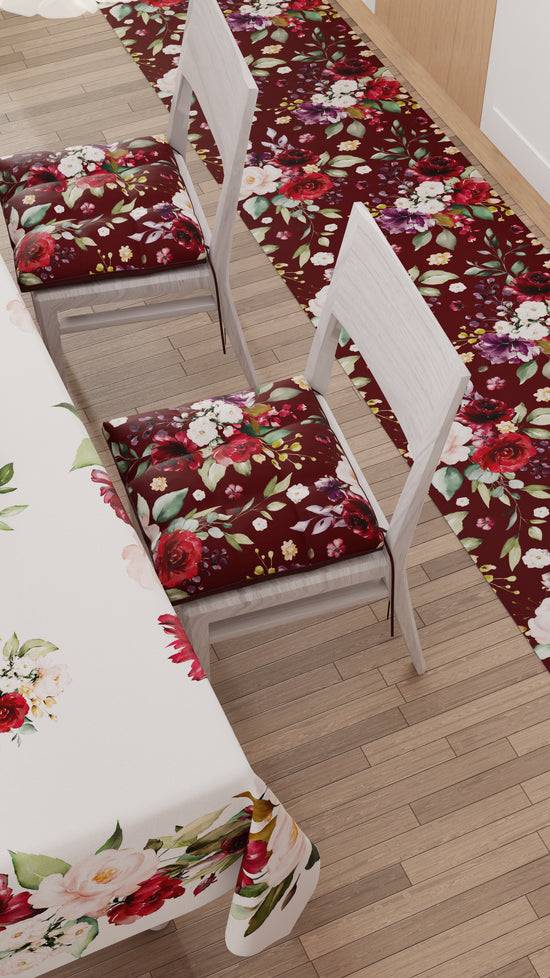 PETTI Cuscini per Sedie Coprisedia 6 Pezzi Floreale-07 Bordeaux Moda
