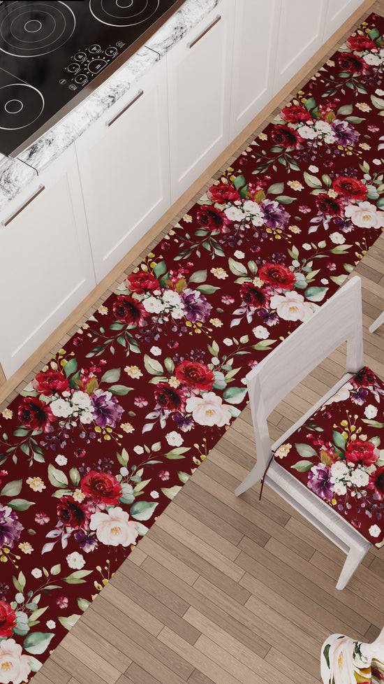 PETTI Cuscini per Sedie Coprisedia 6 Pezzi Floreale-07 Bordeaux Moda
