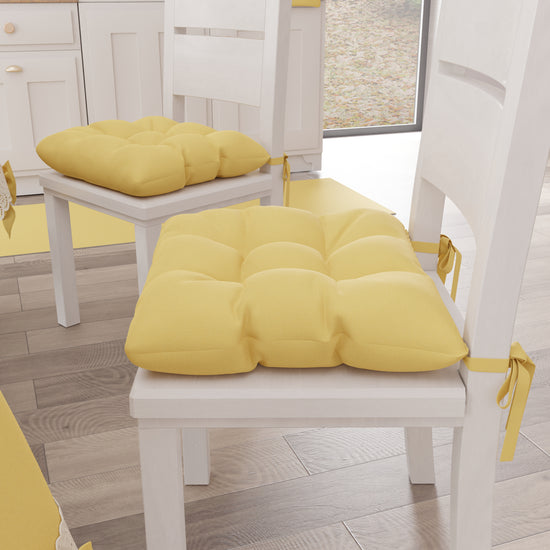 PETTI Cuscini per Sedie Coprisedia Shabby Chic Tinta Unita Giallo Latest fashion