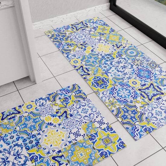 PETTI Tappeto Cucina Antiscivolo moderno Passatoia Cucina lavabile Vietri 02 Blu