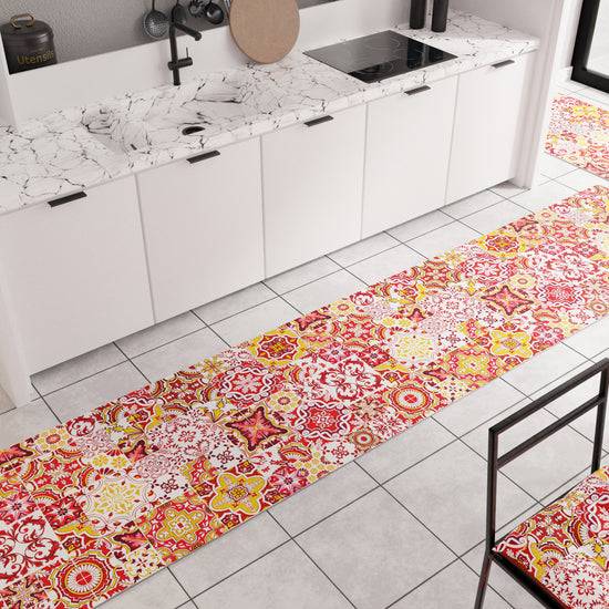 PETTI Tappeto Cucina Antiscivolo moderno Passatoia Cucina lavabile Vietri 02 Rosso Offerte esclusive