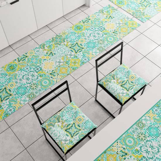 PETTI Tappeto Cucina Antiscivolo moderno Passatoia Cucina lavabile Vietri 02 Verde Acqua Nuovi prodotti