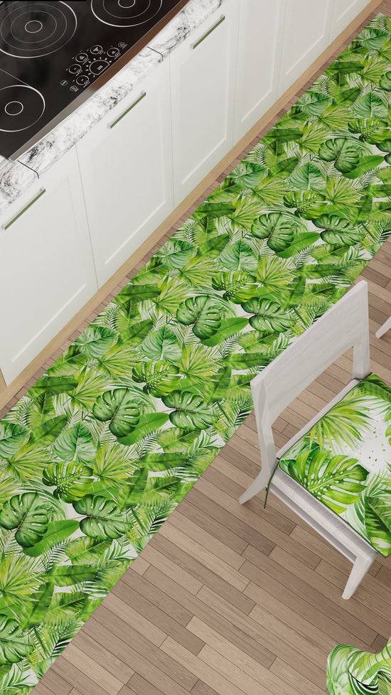 PETTI Tappeto Cucina Antiscivolo Passatoia Cucina lavabile, Cucina Foglia Tropicale