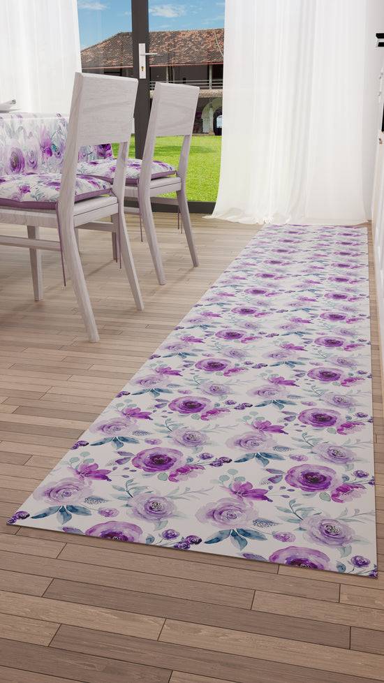 PETTI Tappeto Cucina Antiscivolo Passatoia Cucina lavabile, Floreale Viola Ultimo giorno