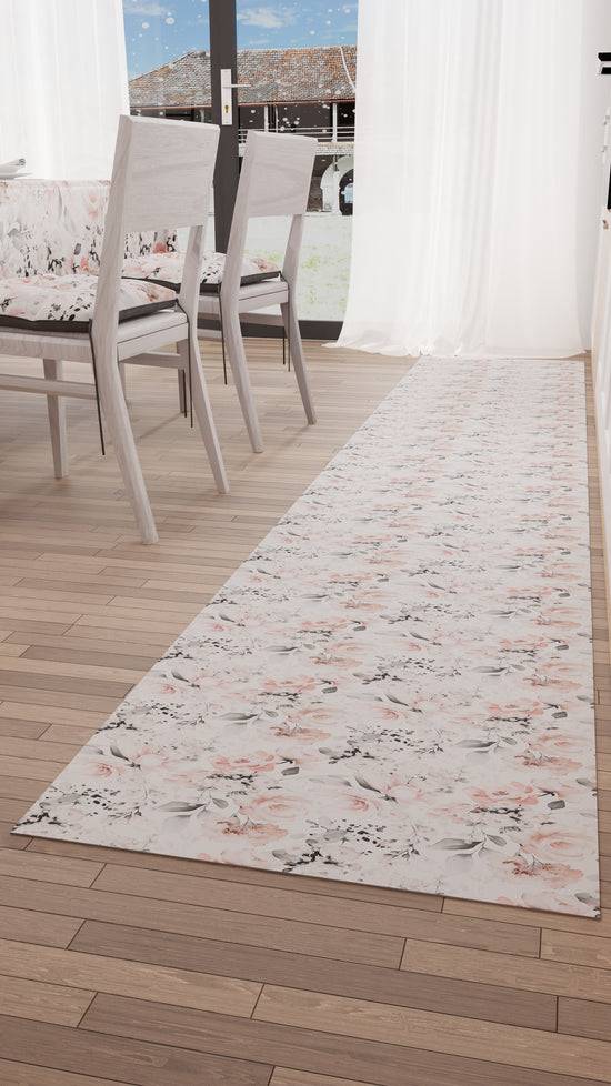 PETTI Tappeto Cucina Antiscivolo Passatoia Cucina lavabile, Floreale-17 Bianco Promozione temporanea