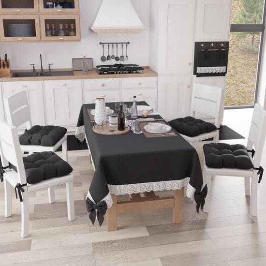 PETTI Cuscini per Sedie Coprisedia Shabby Chic Tinta Unita Nero Sconto