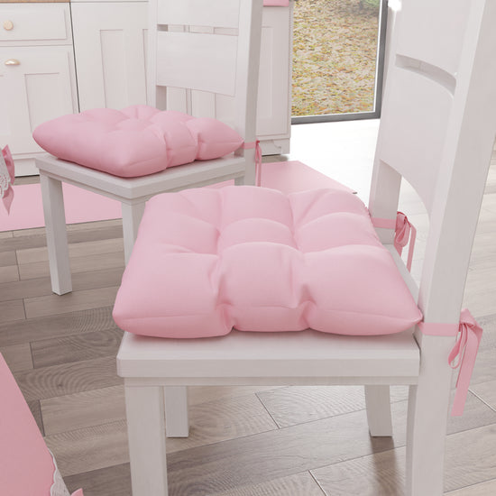 PETTI Cuscini per Sedie Coprisedia Shabby Chic Tinta Unita Rosa Offerta