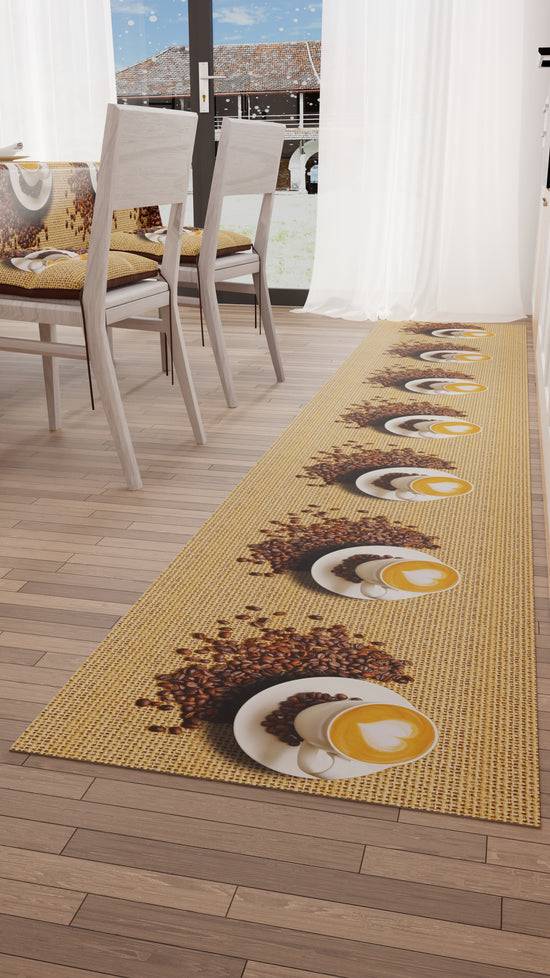 PETTI Tappeto Cucina Antiscivolo Passatoia Cucina lavabile, Caffè Beige In Vendita