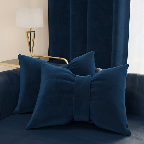 PETTI Cuscino Arredo Fiocco in Velluto 40x50 cm, Cuscino divano Blu Vendite Flash