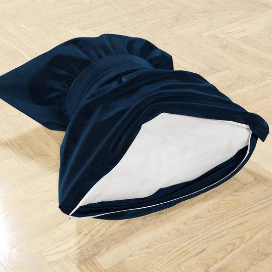 PETTI Cuscino Arredo Fiocco in Velluto 40x50 cm, Cuscino divano Blu Vendite Flash