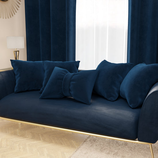 PETTI Cuscino Arredo Fiocco in Velluto 40x50 cm, Cuscino divano Blu Vendite Flash