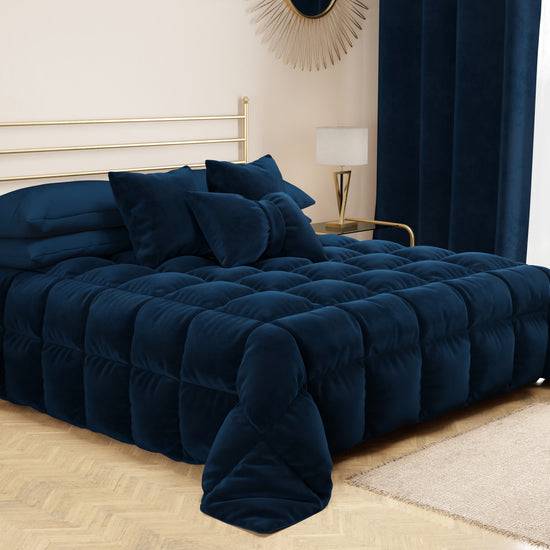 PETTI Cuscino Arredo Fiocco in Velluto 40x50 cm, Cuscino divano Blu Vendite Flash