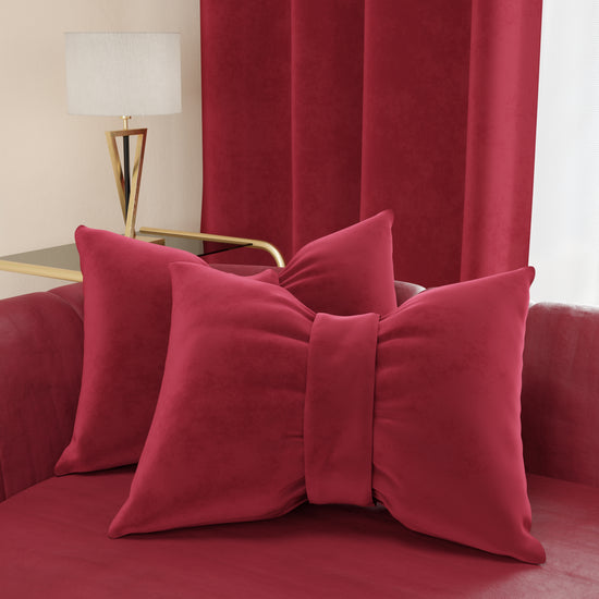 PETTI Cuscino Arredo Fiocco in Velluto 40x50 cm, Cuscino divano Bordeaux