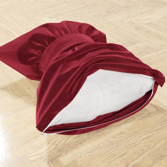 PETTI Cuscino Arredo Fiocco in Velluto 40x50 cm, Cuscino divano Bordeaux Moda