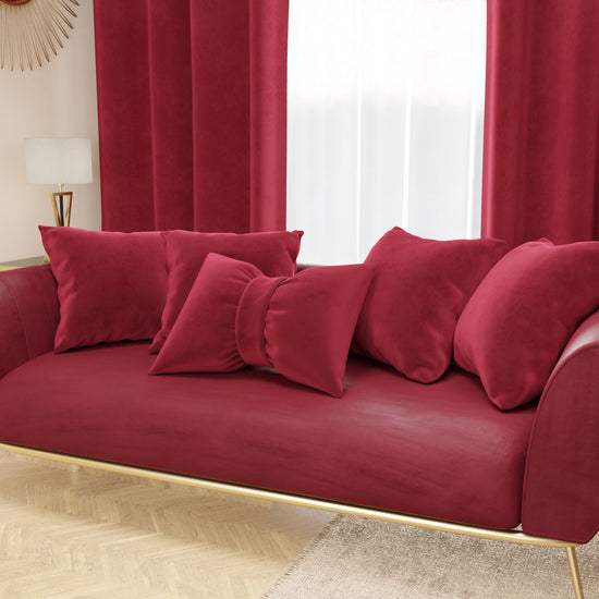PETTI Cuscino Arredo Fiocco in Velluto 40x50 cm, Cuscino divano Bordeaux Moda