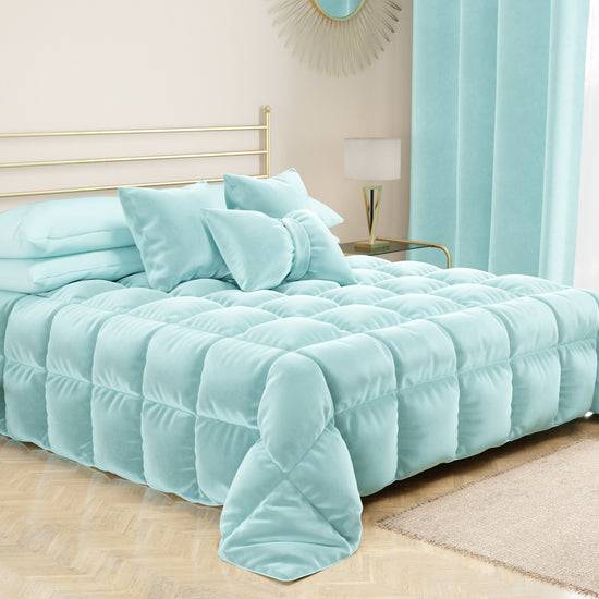 PETTI Cuscino Arredo Fiocco in Velluto 40x50 cm, Cuscino divano Celeste Prezzo di fabbrica