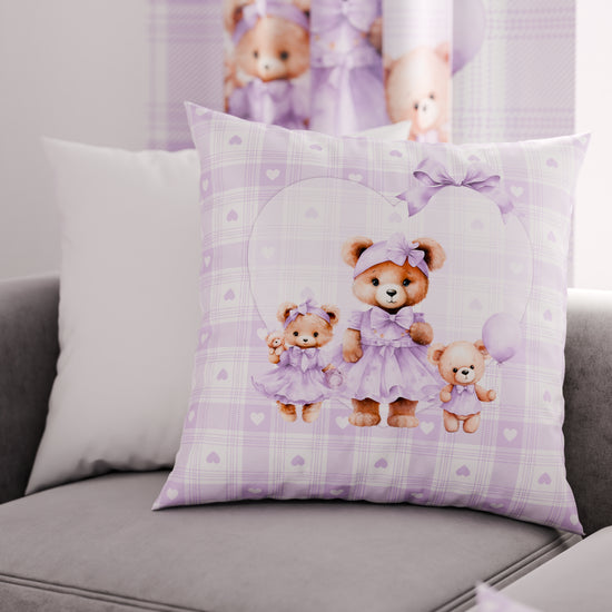 PETTI Cuscini, Copricuscini Divano, Cuscini Arredo in Stampa Digitale Teddy Love Lilla