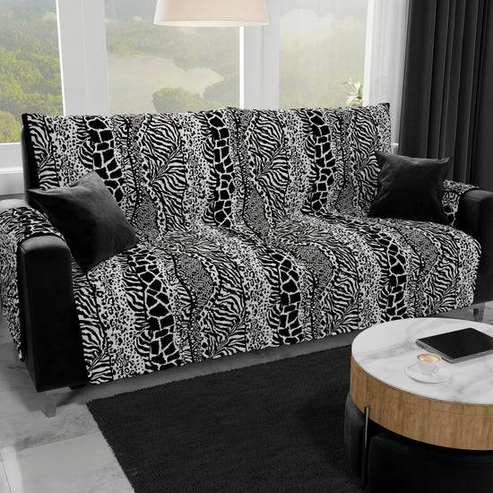 PETTI Copridivano, Salvadivano in Stampa Digitale, Reversibile, Animalier Zebrato 50% di sconto con spedizione gratuita