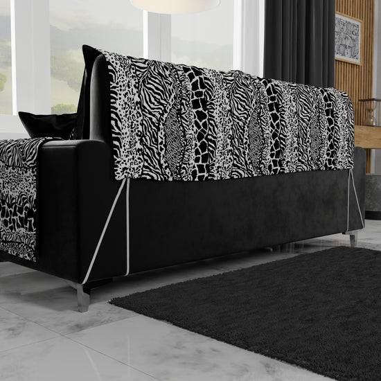PETTI Copridivano, Salvadivano in Stampa Digitale, Reversibile, Animalier Zebrato 50% di sconto con spedizione gratuita