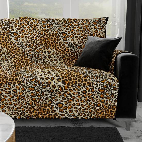 PETTI Copridivano, Salvadivano in Stampa Digitale, Reversibile, Animalier Maculato