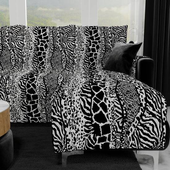 PETTI Copridivano Angolare, Copridivano con Penisola in Stampa Digitale, Animalier Zebrato Black Friday Prezzi